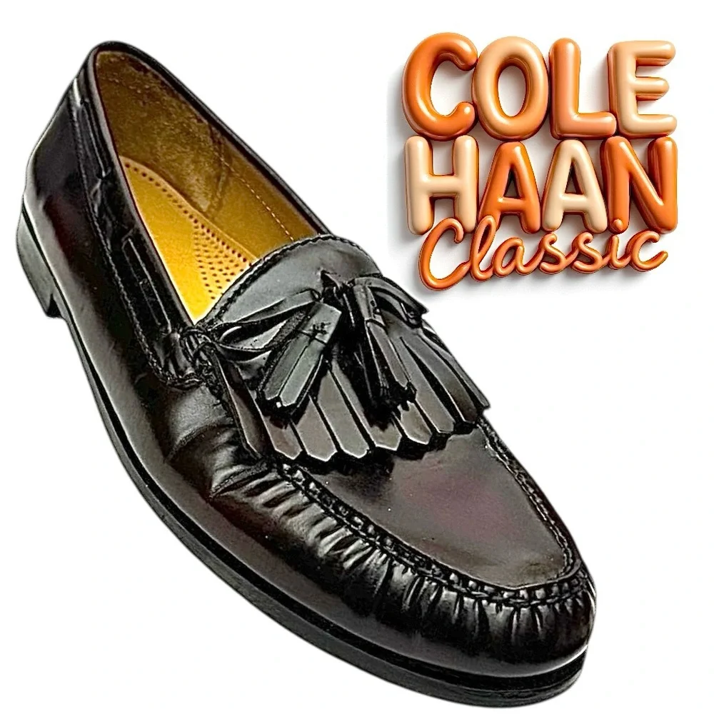 COLE HAAN Men’s Classic Burgundy Leather Tassel Loafers Size 11 D – Pre-Owned